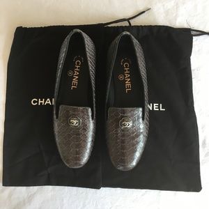 Authentic, Unworn Chanel python loafers